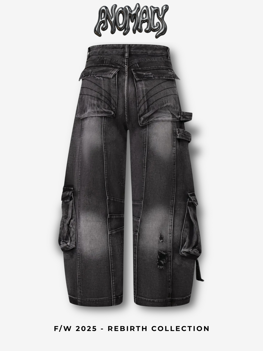 Anomaly - Baggy cargo denim - BLACK