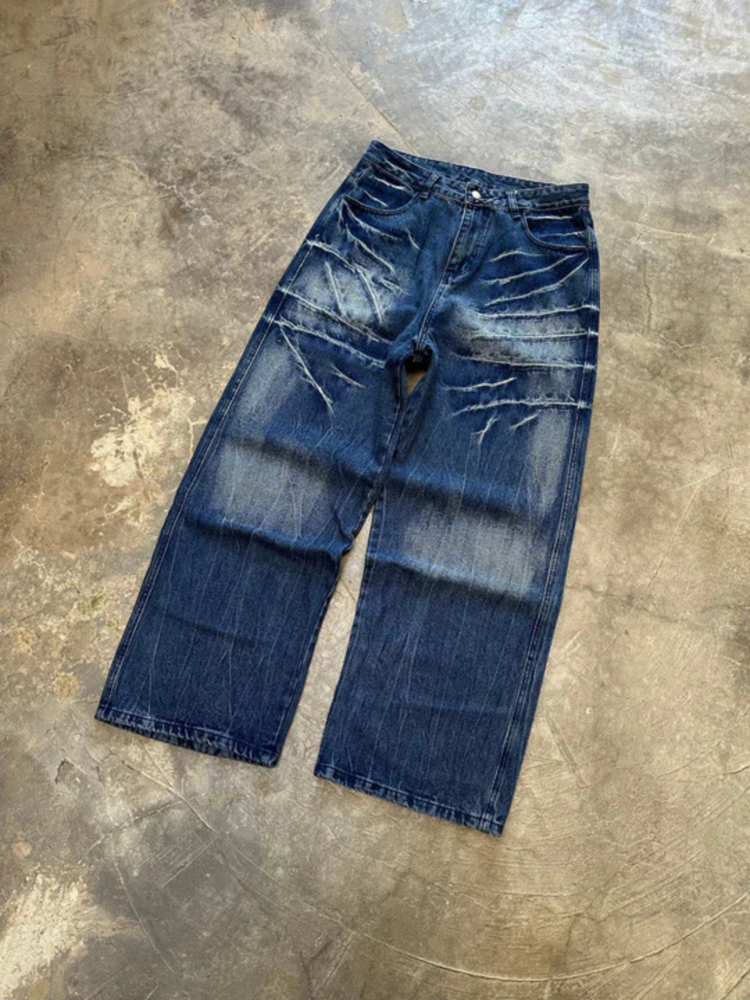 Anomaly - Scratched baggy jeans - BLUE