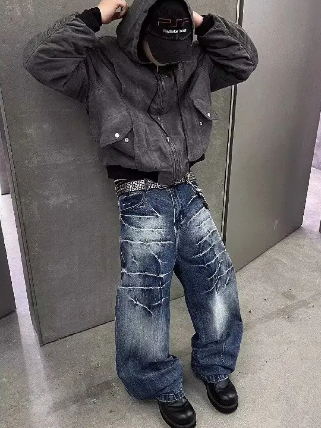 Anomaly - Scratched baggy jeans - BLUE